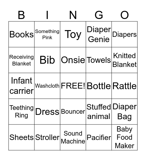 Baby Lyla Bingo Card