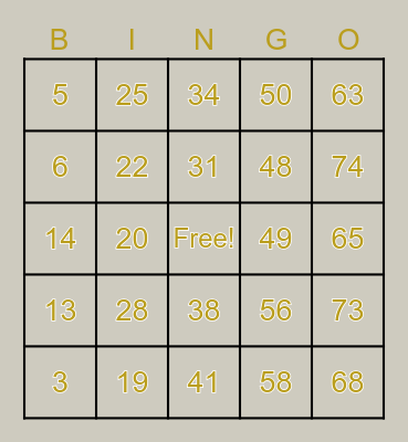 DJ Winter Bingo Card
