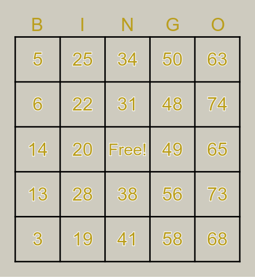 DJ Winter Bingo Card