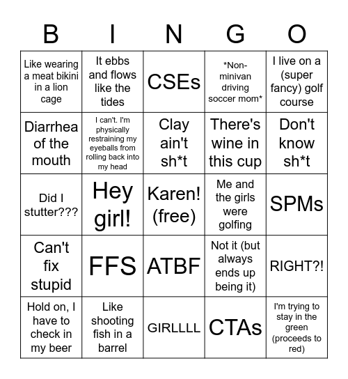 Karen Bingo Card