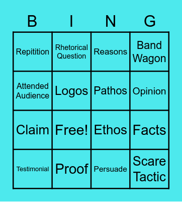 Persuasive Text Bingo Card