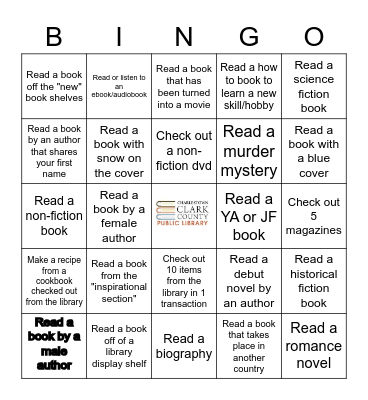 Henryville Library Winter Reading Challenge Bingo Card