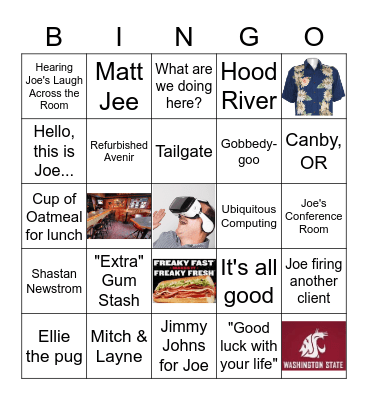 Happy Trails Joe! Bingo Card