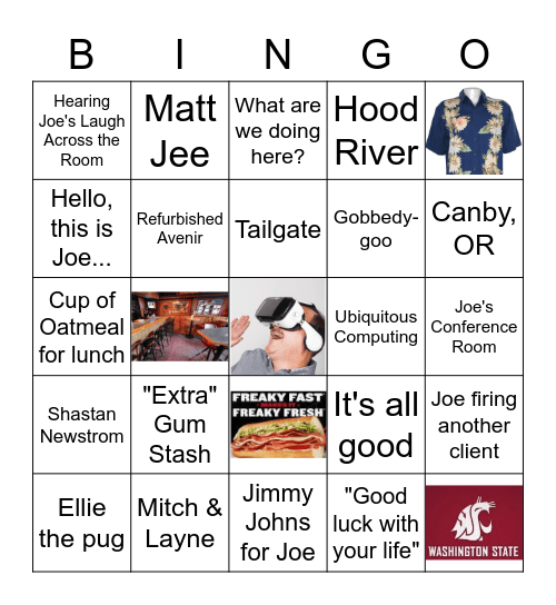 Happy Trails Joe! Bingo Card