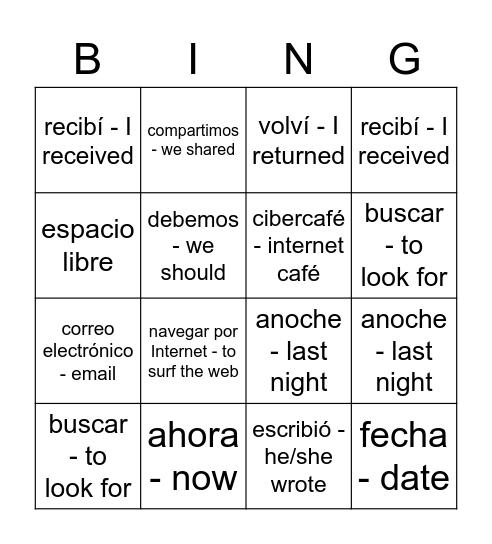 7.1 T 2 Bingo Card