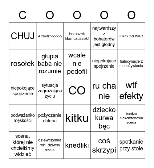 COOOOOOOOOO Bingo Card