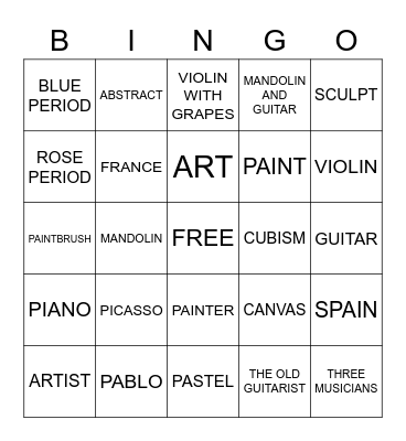 PICASSO BINGO Card