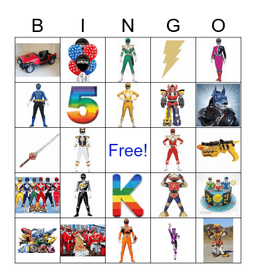 Power Ranger Bingo Card