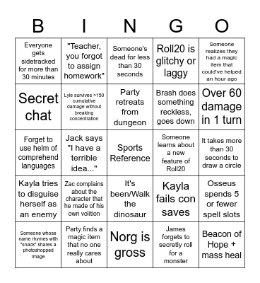 Big Bongos Bingo Card