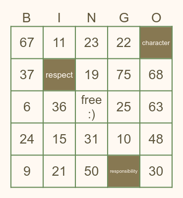 NJHS BINGO Card