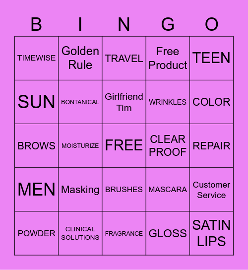 Bingo Mary Kay Style Bingo Card