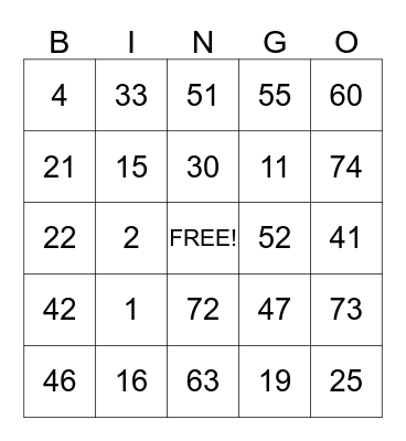 Birthday Bingo Card