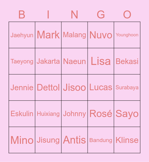 SAYO Bingo Card