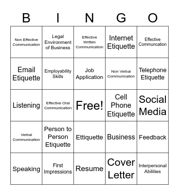 Legal Environment of Business Bingo Card