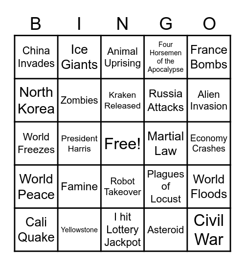 2021 Bingo Card