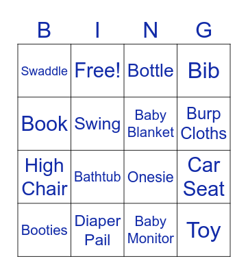 Baby Shower Bingo Card