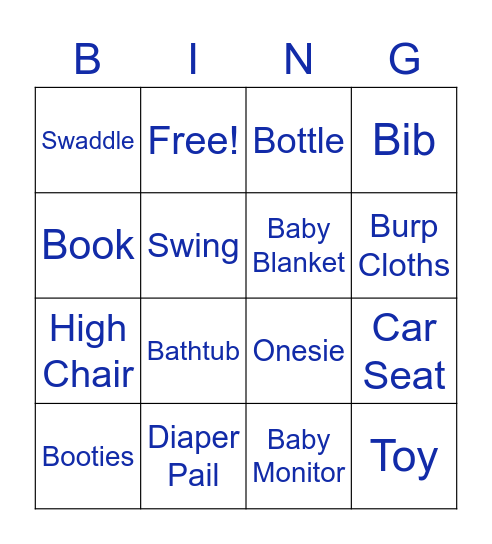 Baby Shower Bingo Card