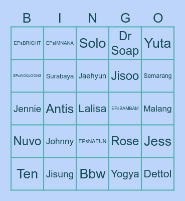 Jessica! Bingo Card