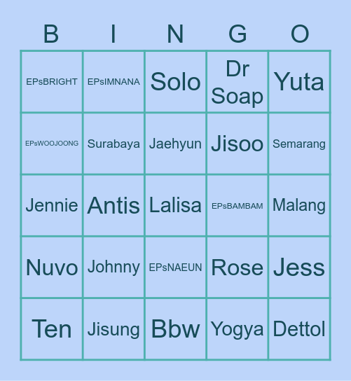 Jessica! Bingo Card