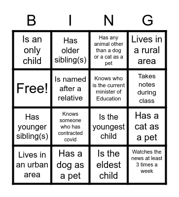 This is Me Bingo Card