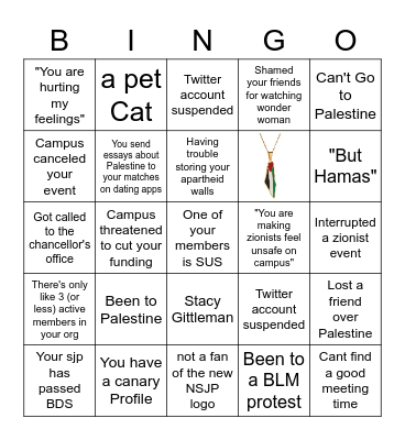 Handala Coalition Bingo Card