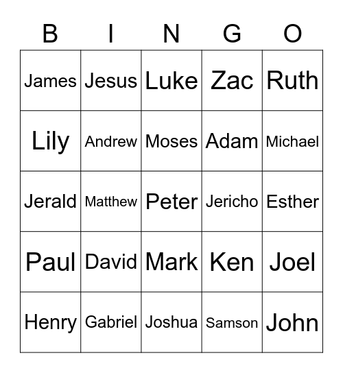 Bible Bingo Card