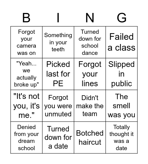 Rejected Bingo Card
