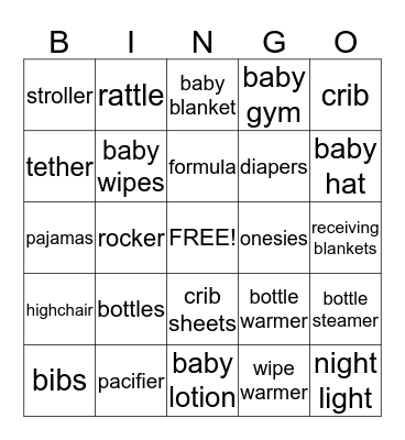 Baby Max Bingo Card