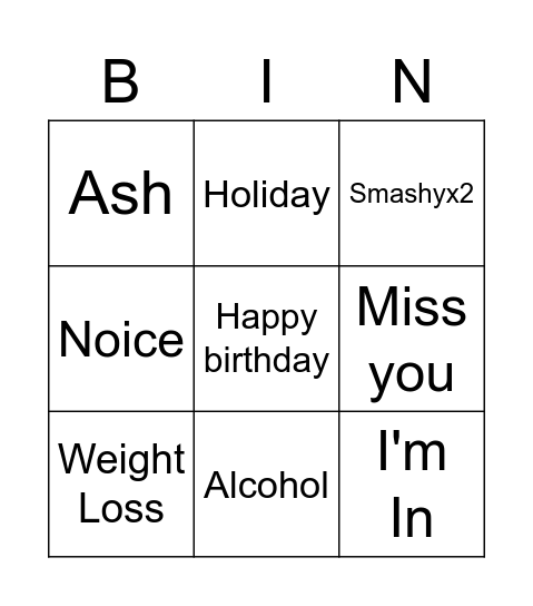 Rugby Bingo Card