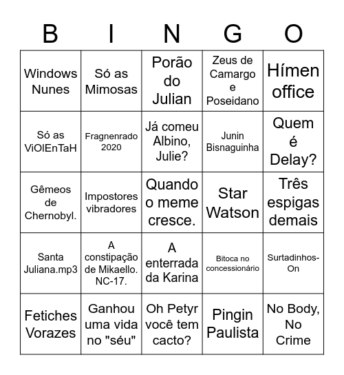 STREAM-ON Bingo Card