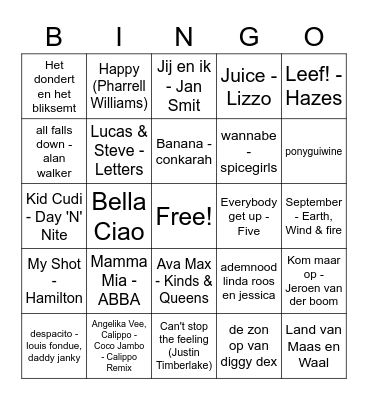 Jc Cooper Favo Hitjes Bingo Card