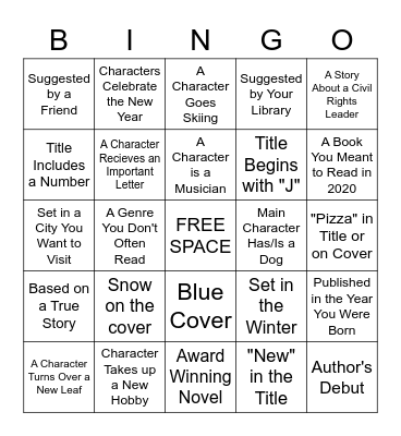 Forest Lodge Library January Book Bingo Card