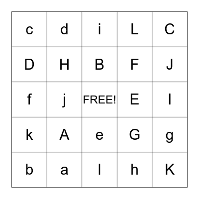 Alphabet Bingo Card
