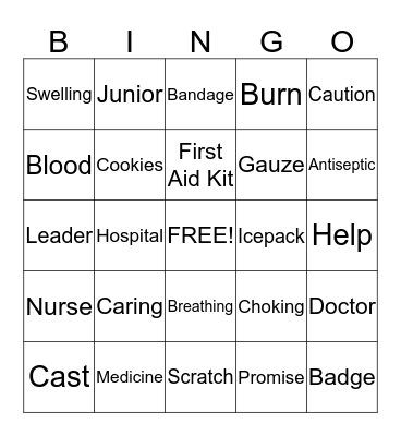 First Aid/Girl Scout Bingo Card