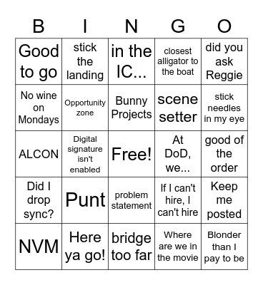 Things Sara says Bingo Card