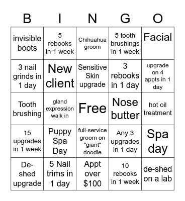 Salon BINGO Card