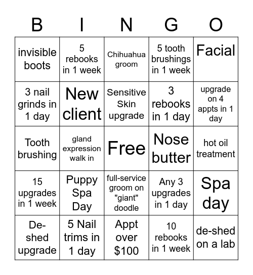 Salon BINGO Card