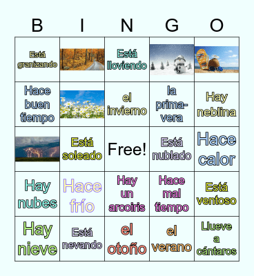 Las estaciones y el tiempo Bingo Card