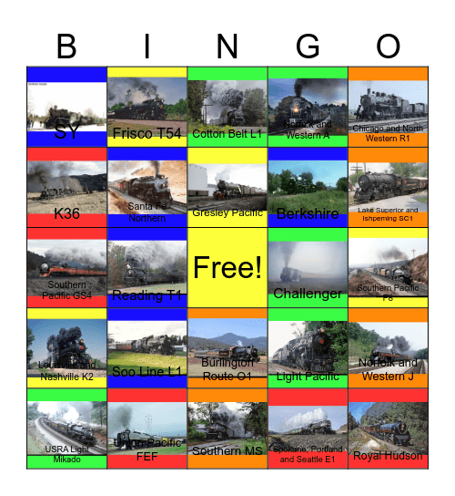 North American Steam Past, Present and Future Bingo Card