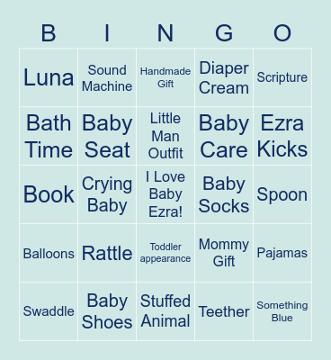 Baby Ezra's Shower Bingo Card