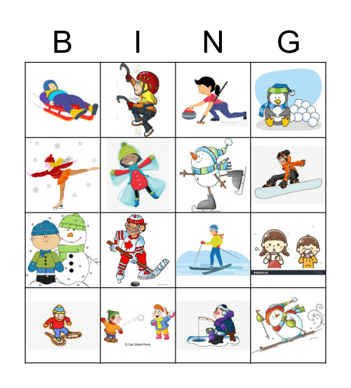 Winter Activities Bingo Card