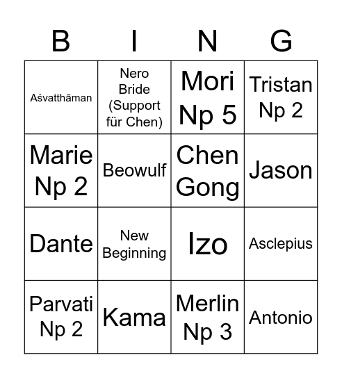 Fredboss Main 2021 Bingo Card