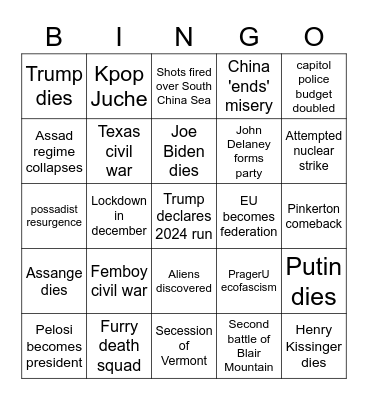 2021 doom bingo Card