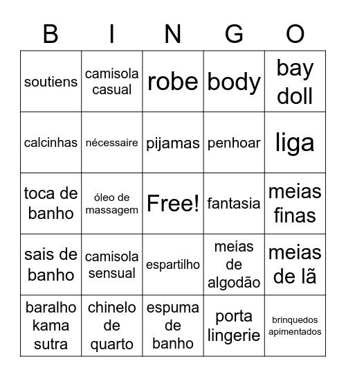 Bingo Da Cláudia Bingo Card