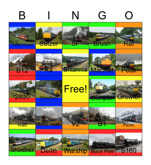East Lancashire Railway Bingo Card