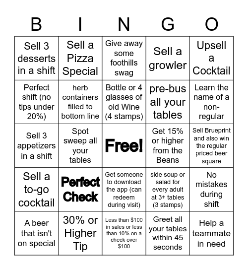 Brixx Bingo Card