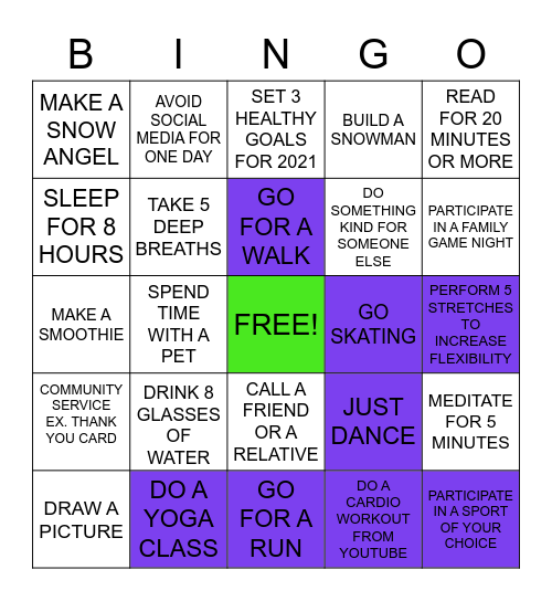 HEALTHY HABITS Bingo Card