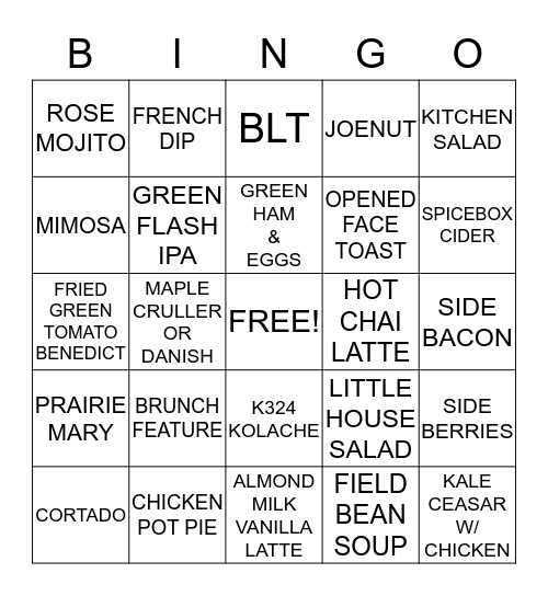 BRUNCH BINGO Card