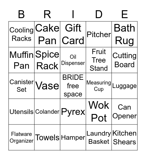 WEDDING BINGO Card