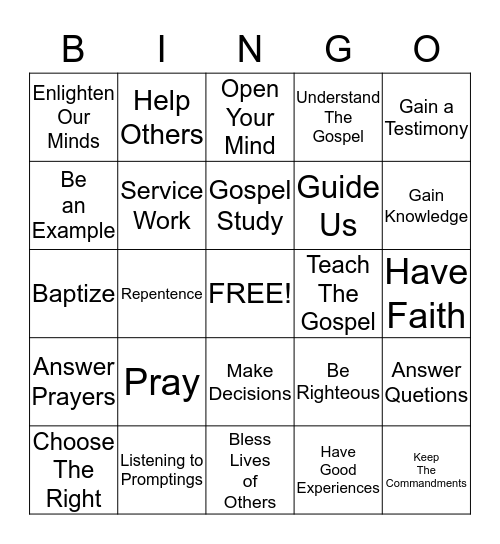 How Does The Holy Ghost Help Me? Bingo Card